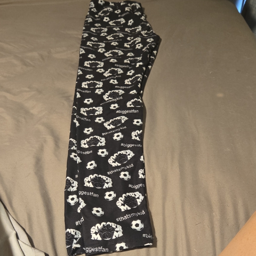 Soccer Mom Black and White Soccer Print Leggings